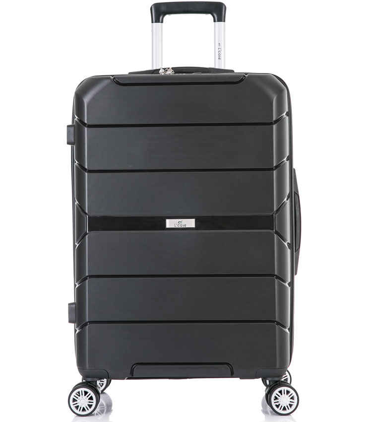 Большой чемодан спиннер Lcase Singapore black (78 см)