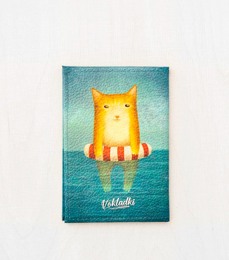 Обложка для паспорта Vokladki «Котик в море»