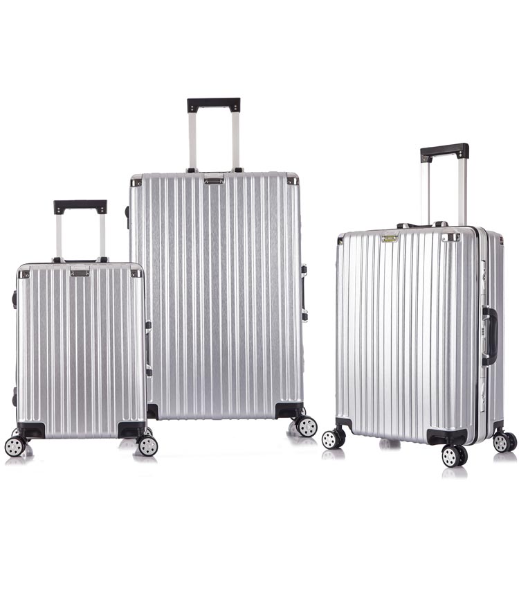Малый чемодан спиннер Lcase Abu Dhabi silver (58 см)