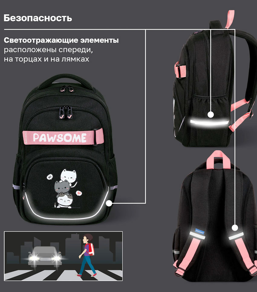 Рюкзак для девочек Brauberg Motion Hi cat