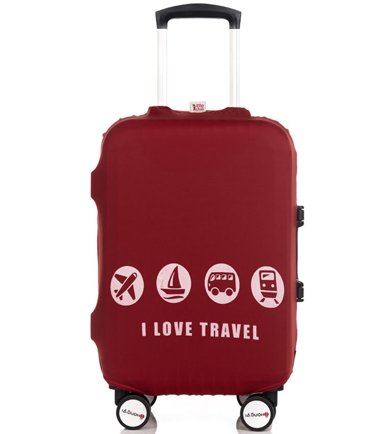Чехол на чемодан Little Chili I love travel dark-red ~M~ (55–67 см)