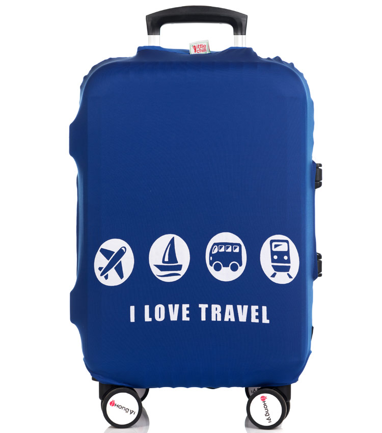 Чехол на чемодан Little Chili I love travel blue ~L~ (62–76 см) 