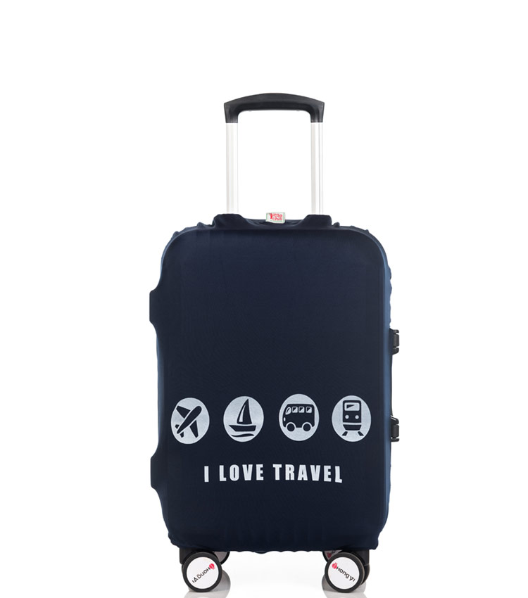 Чехол на чемодан Little Chili I love travel navy ~S~ (48–56 см) 