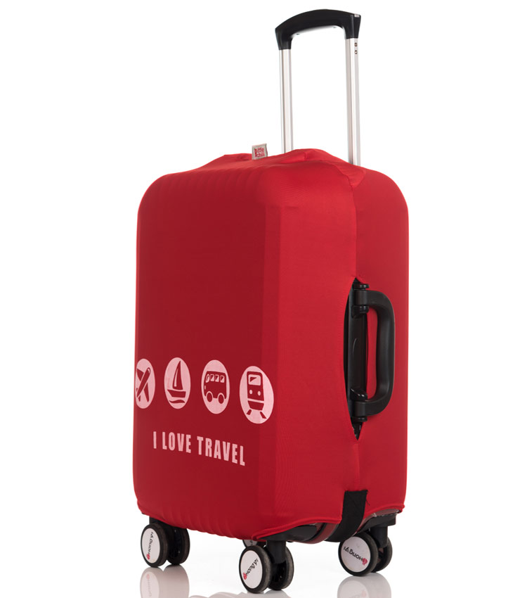 Чехол на чемодан Little Chili I love travel red ~S~ (48–56 см)