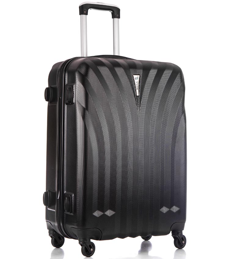 Средний чемодан спиннер Lcase Phuket black (69 см)