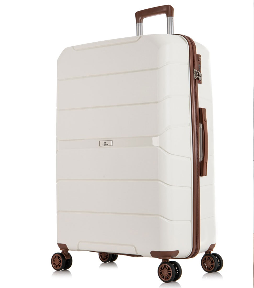 Большой чемодан спиннер Lcase Singapore white (78 см)
