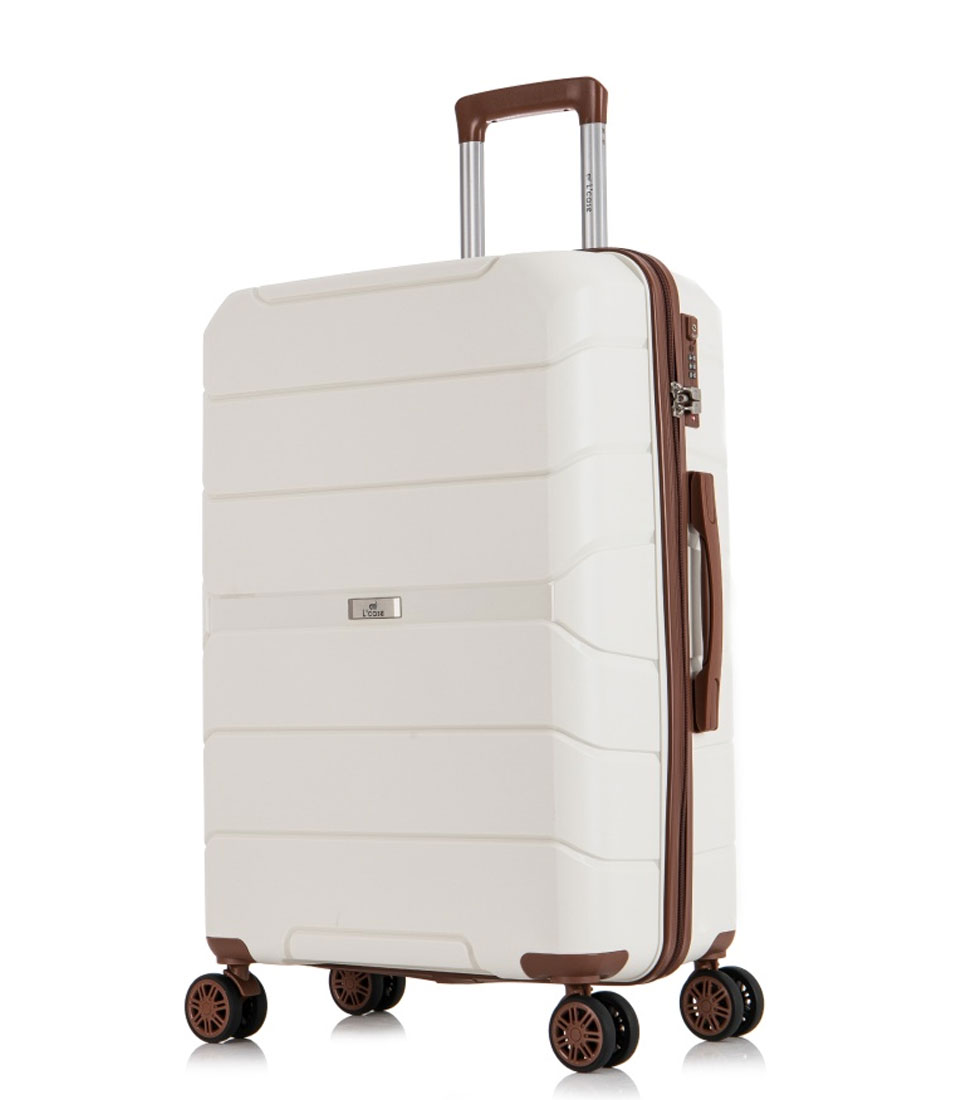 Средний чемодан спиннер Lcase Singapore white (68 см)