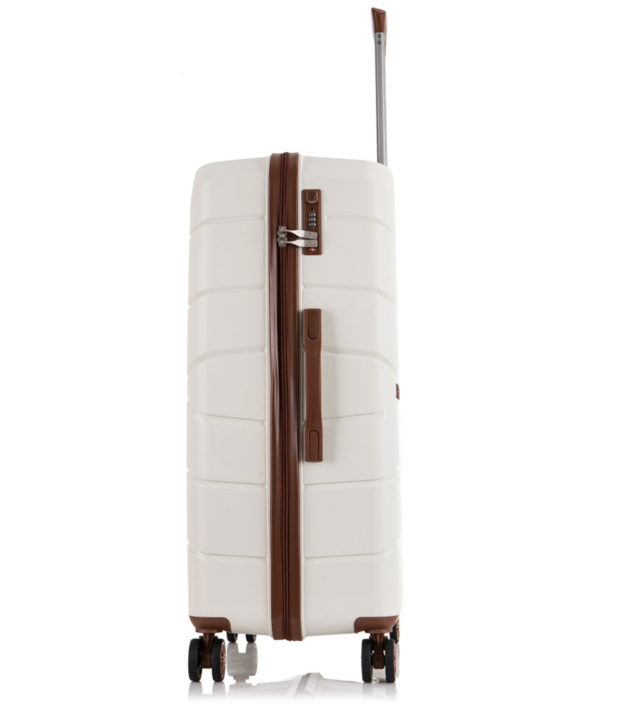 Большой чемодан спиннер Lcase Singapore white (78 см)
