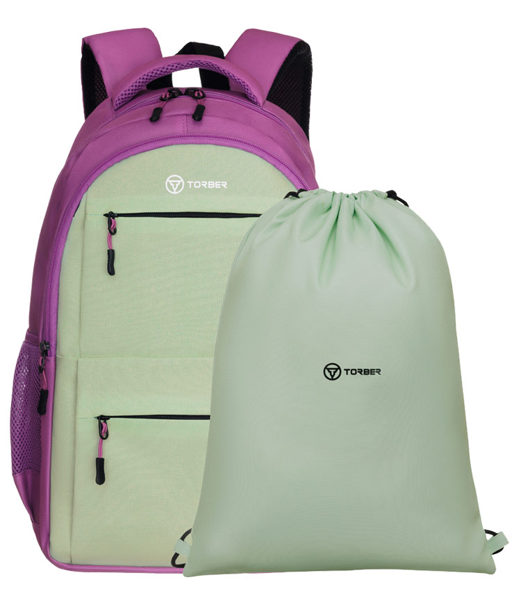Рюкзак TORBER CLASS X (T2602-23-Gr-P) + Мешок для сменной обуви в подарок!