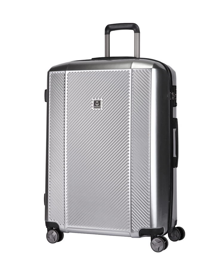 Средний чемодан спиннер Transworld 17230 silver (66 см)