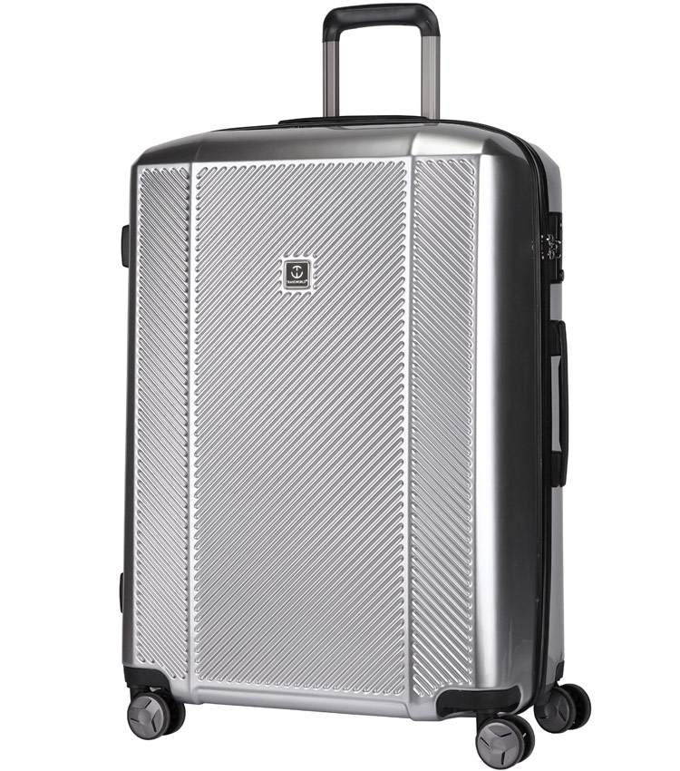 Большой чемодан спиннер Transworld 17230 silver (75 см)