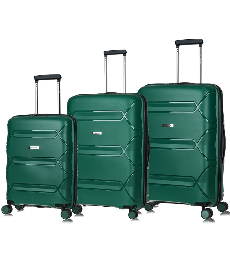 Большой чемодан из полипропилена L-case Miami (77 cm) - green